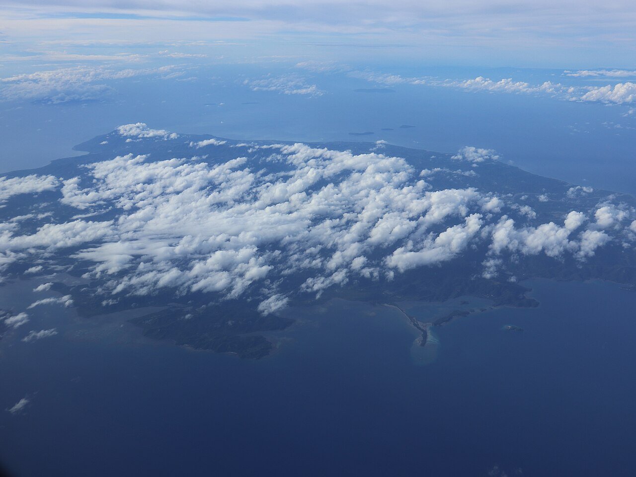 Aerial view of Marinduque island coastline, Philippines