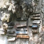 Hanging coffins carved into a cliff face in Sagada, Mountain Province