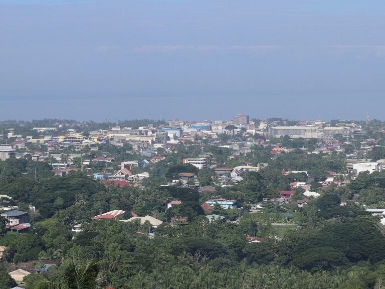 Iligan City skyline overlooking Mount Lelong, Lanao del Norte, Philippines
