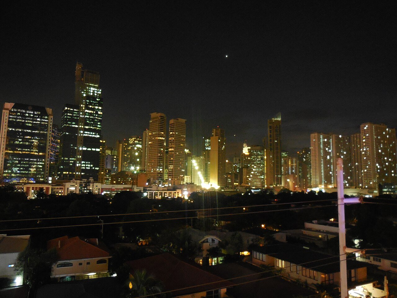 Makati central business district at night, where many family KTV rooms are found